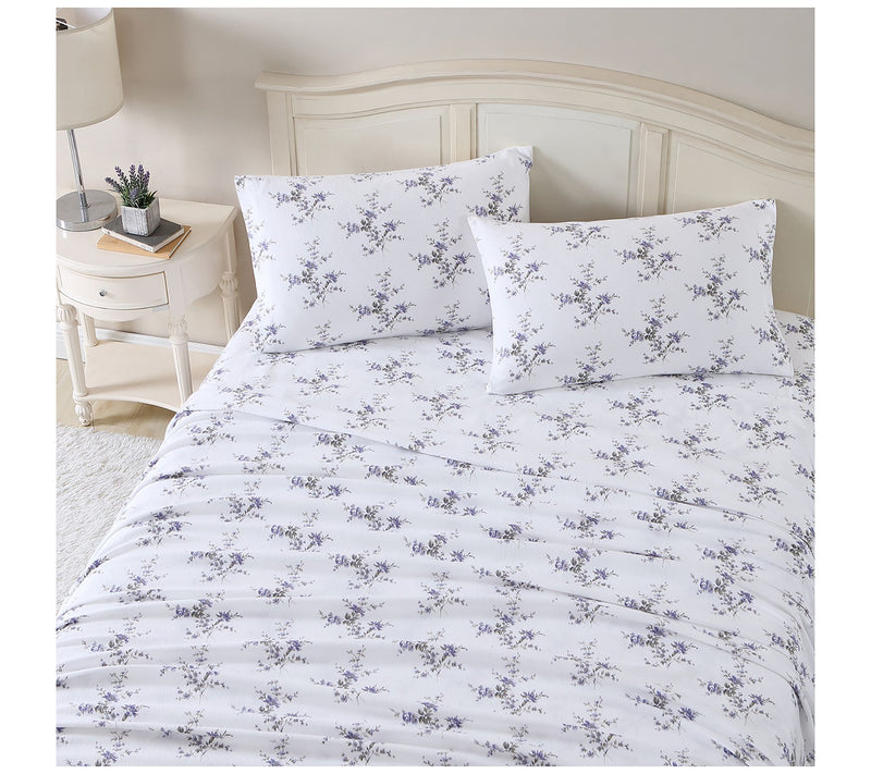 Laura Ashley Jessika Purple Queen Flannel SheetSet — View 2