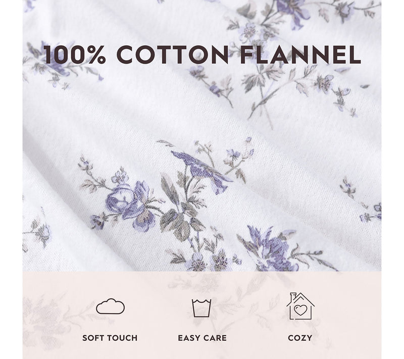 Laura Ashley Jessika Purple Full Flannel Sheetet — View 7