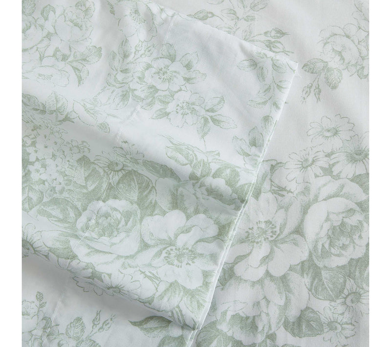 Laura Ashley Toile Delight Green Twin Sheet Set — View 4