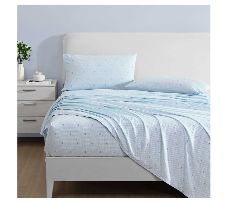 Laura Ashley Turtle Gingham Blue Full Sheet Set — View 2