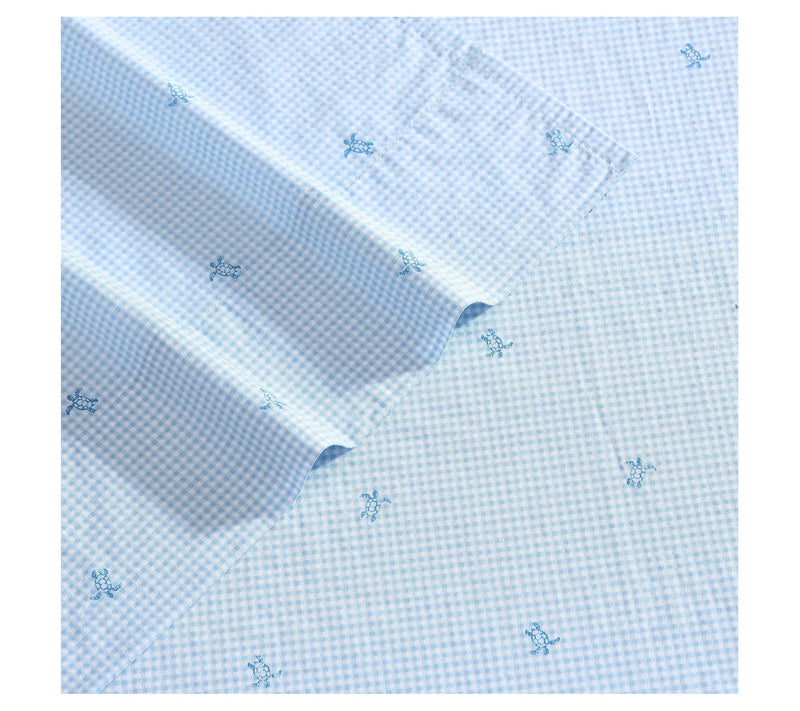Laura Ashley Turtle Gingham Blue Twin Sheet Set — View 4