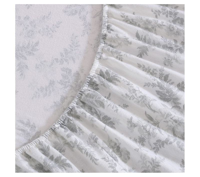 Laura Ashley Vanessa Grey Queen Flannel Sheet Set — View 5