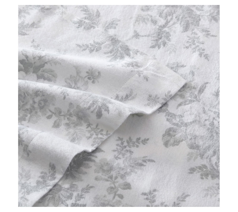 Laura Ashley Vanessa Grey Queen Flannel Sheet Set — View 4