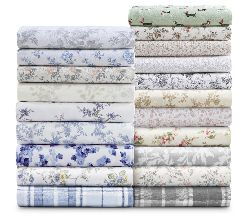 Laura Ashley Vanessa Grey Queen Flannel Sheet Set — View 8