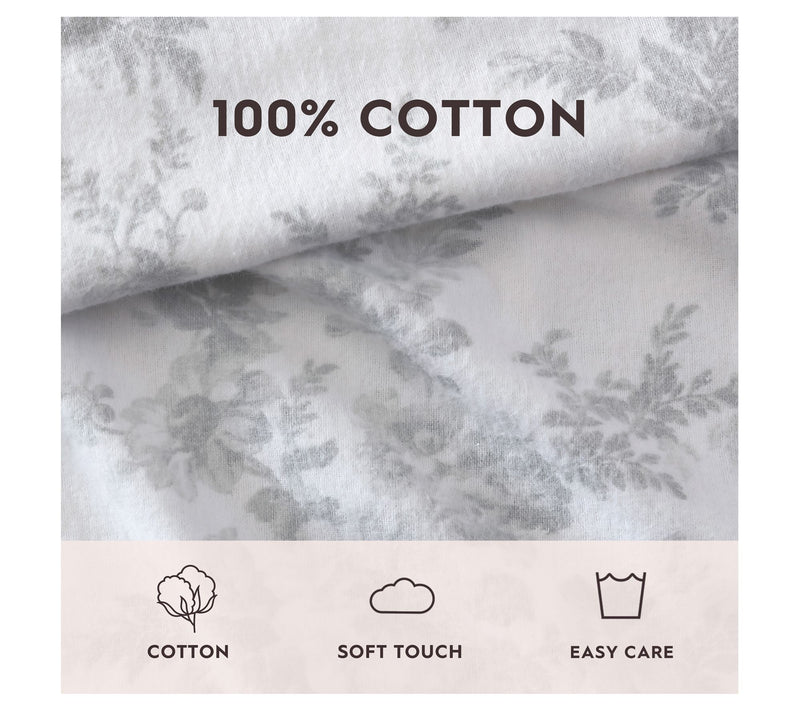 Laura Ashley Vanessa Grey Queen Flannel Sheet Set — View 7