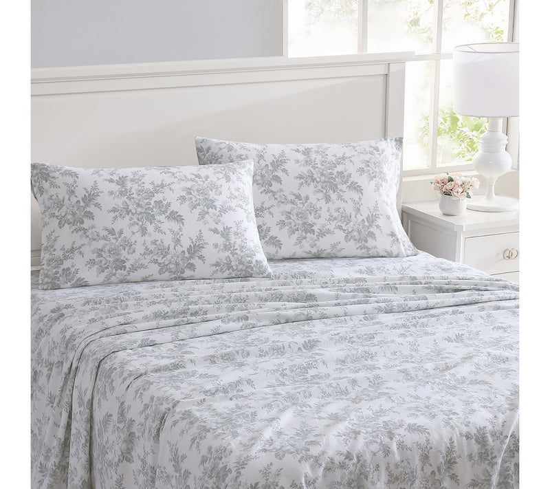 Laura Ashley Vanessa Grey Twin Flannel Sheet Set — View 2