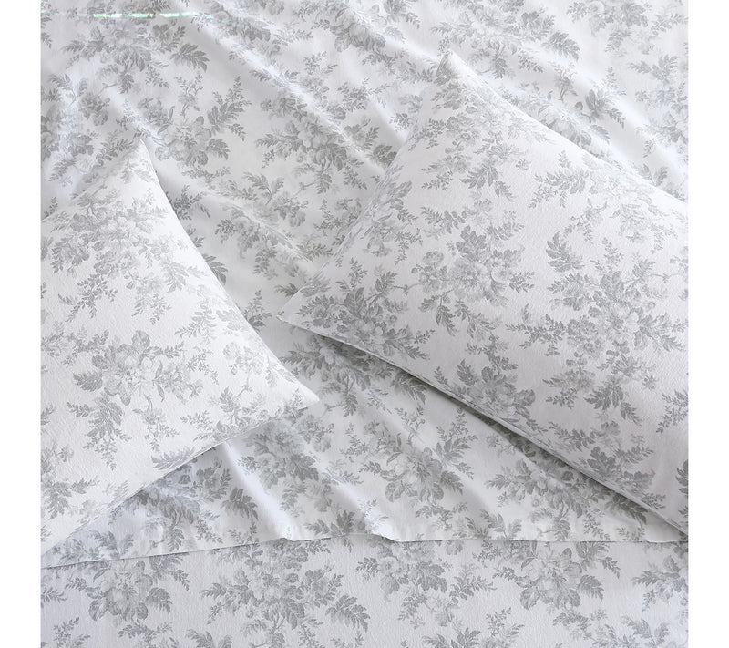 Laura Ashley Vanessa Grey Twin Flannel Sheet Set — View 3