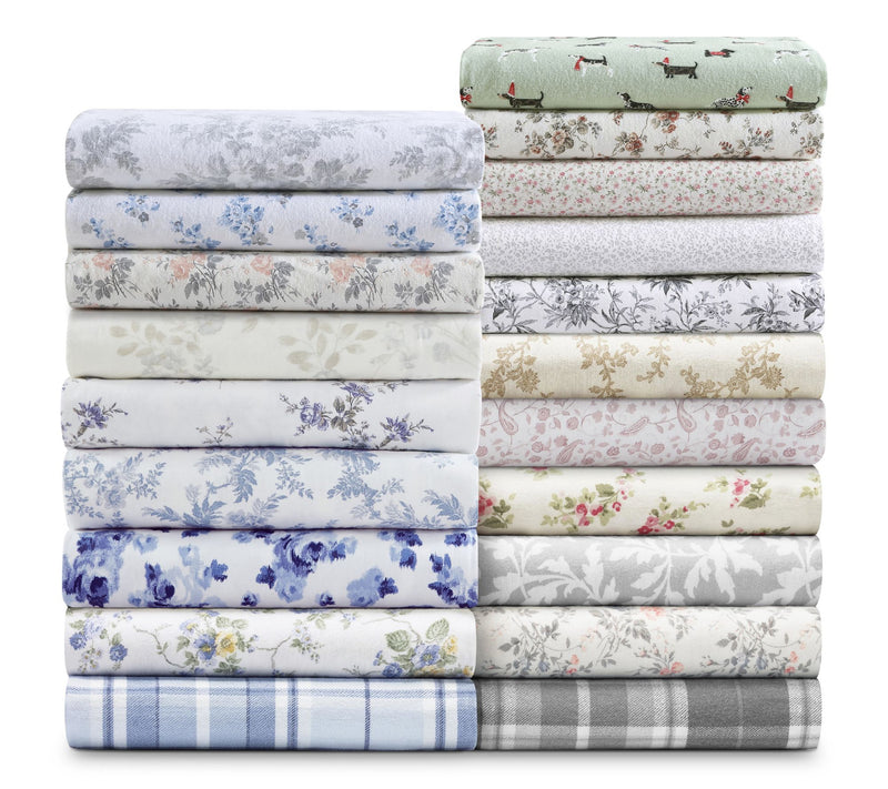 Laura Ashley Vanessa Grey King Flannel Sheet Set — View 8