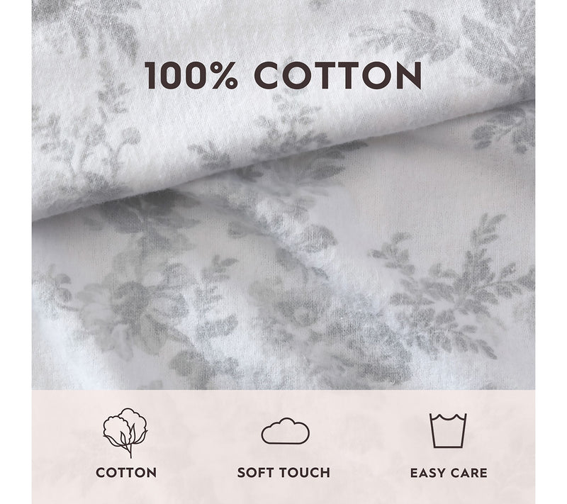 Laura Ashley Vanessa Grey King Flannel Sheet Set — View 7