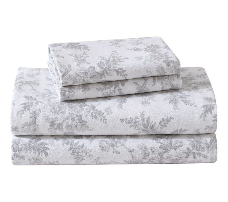 Laura Ashley Vanessa Grey King Flannel Sheet Set — View 10