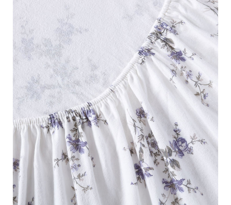 Laura Ashley Jessika Purple Twin Flannel Sheetet — View 5
