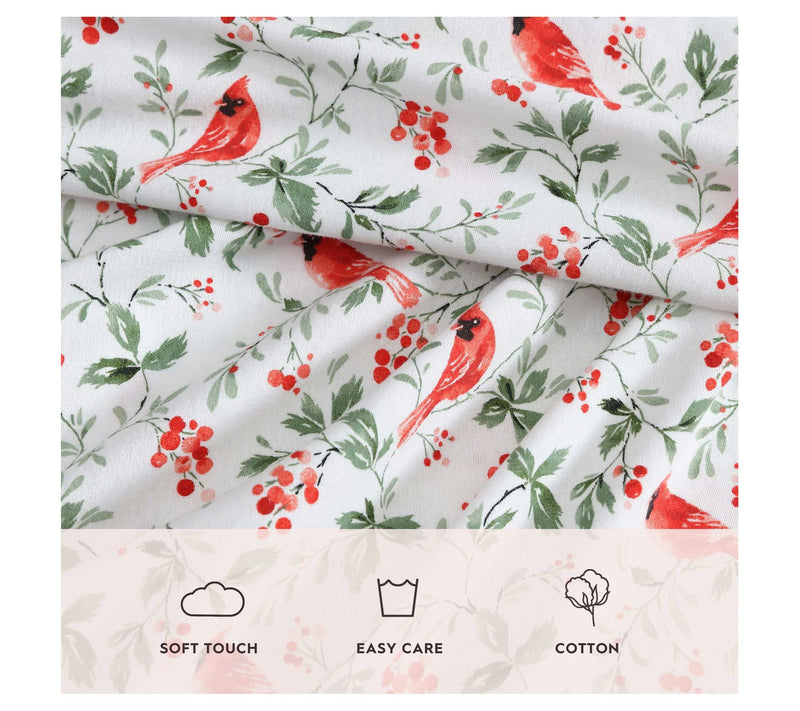 Laura Ashley Jolly Cardinals Twin Flannel SheetSet — View 7