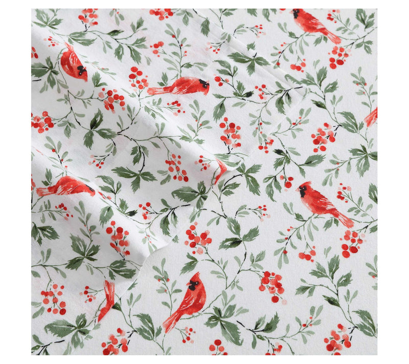 Laura Ashley Jolly Cardinals Twin Flannel SheetSet — View 4