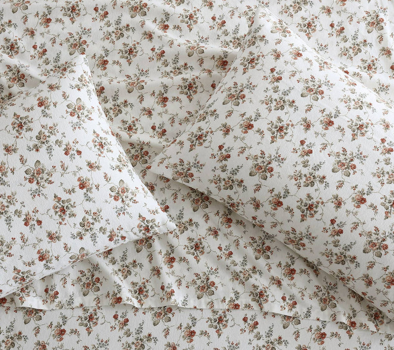Laura Ashley Le Fleur Queen Flannel Sheet Set — View 3