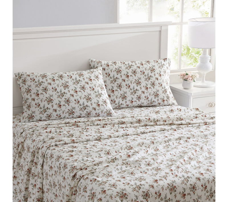 Laura Ashley Le Fleur Queen Flannel Sheet Set — Main view