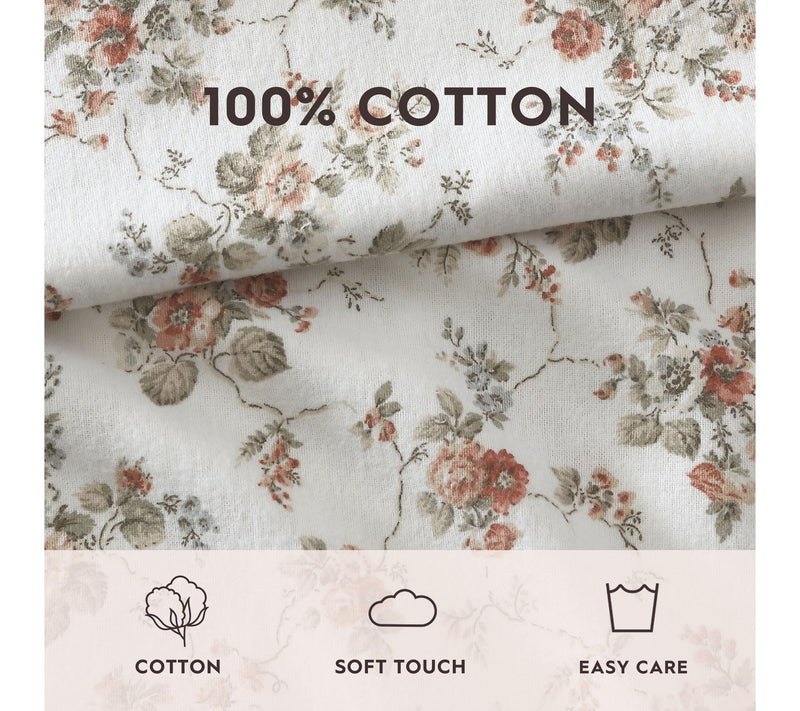 Laura Ashley Le Fleur Queen Flannel Sheet Set — View 7