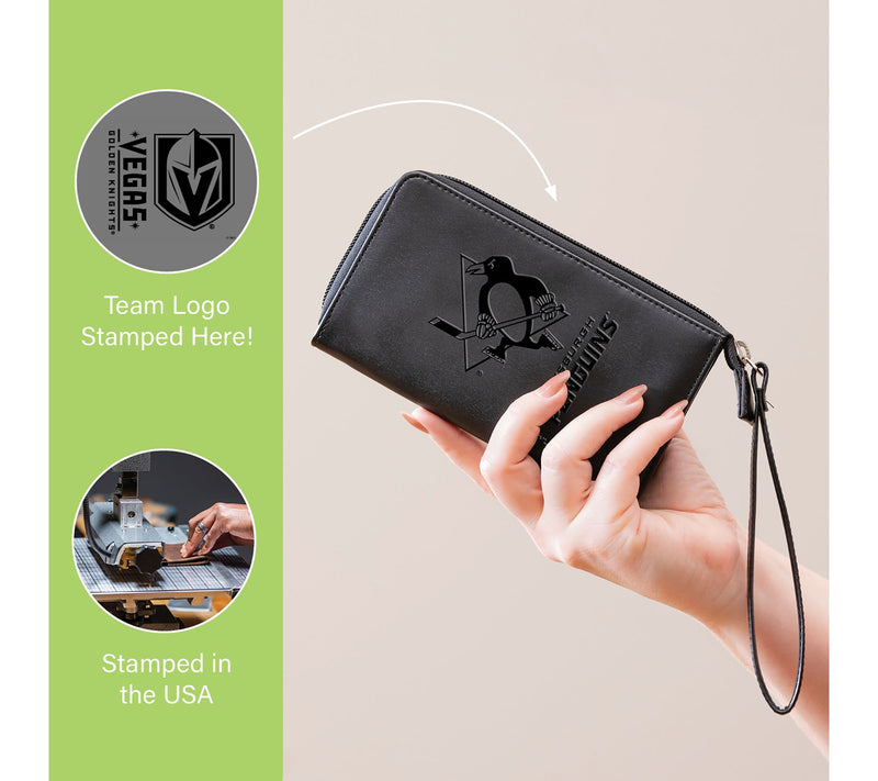 Evergreen Black Wristlet Wallet with Official NHL Team Logo — View 3