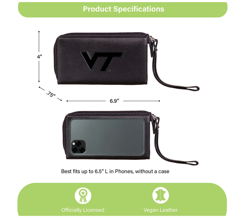 Evergreen Black Wristlet Wallet with Official NCAA School Logo — View 6