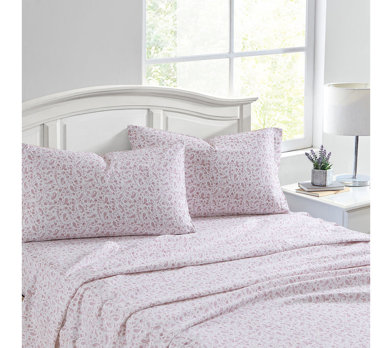 Laura Ashley Paisley Prance Pink Queen Flannelheet Set — View 3