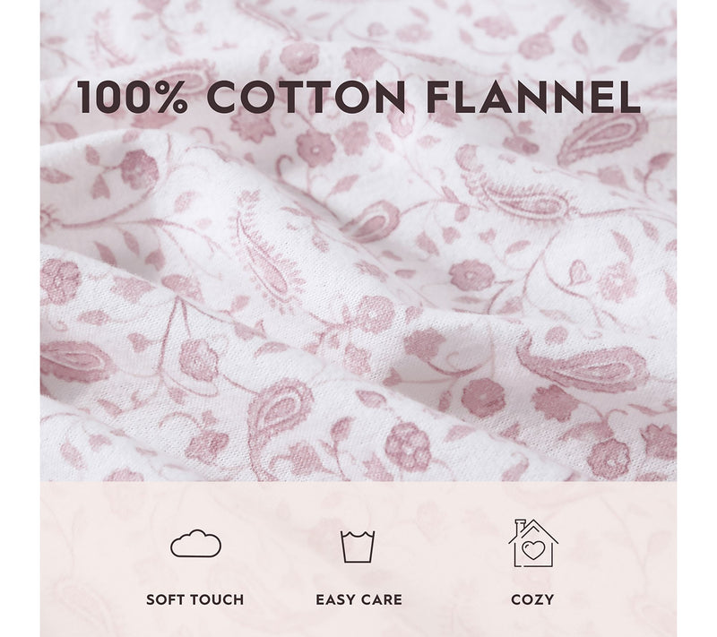 Laura Ashley Paisley Prance Pink King Flannel Sheet Set — View 8