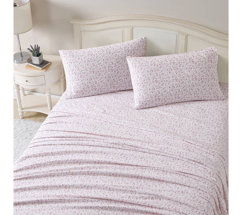 Laura Ashley Paisley Prance Pink King Flannel Sheet Set — View 2