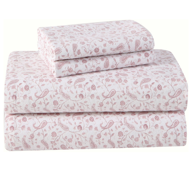 Laura Ashley Paisley Prance Pink Full Flannel Sheet Set — Main view