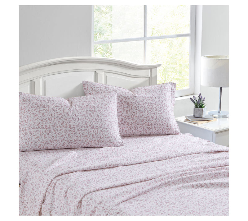 Laura Ashley Paisley Prance Pink Full Flannel Sheet Set — View 3