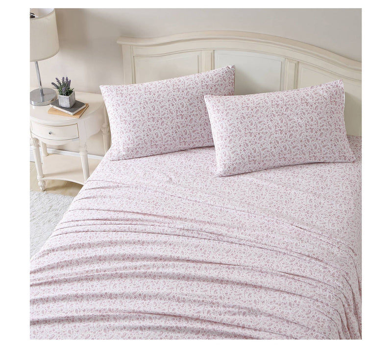 Laura Ashley Paisley Prance Pink Full Flannel Sheet Set — View 2