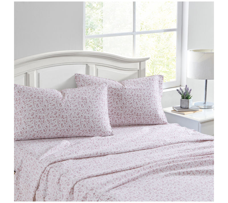 Laura Ashley Paisley Prance Pink Twin Flannel Sheet Set — View 3