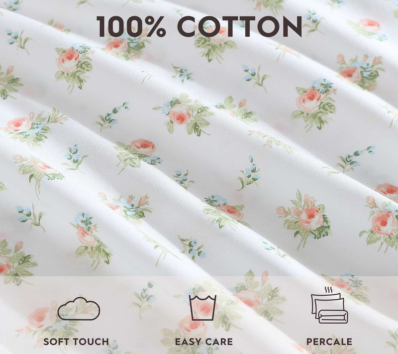 Laura Ashley Roseford Orange Floral Queen SheetSet — View 7