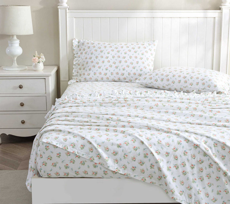 Laura Ashley Roseford Orange Floral Queen SheetSet — View 2