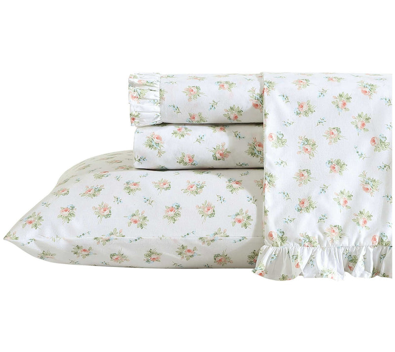 Laura Ashley Roseford Orange Floral TwinXL Sheet Set — Main view