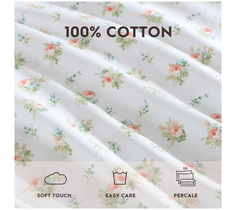 Laura Ashley Roseford Orange Floral TwinXL Sheet Set — View 7
