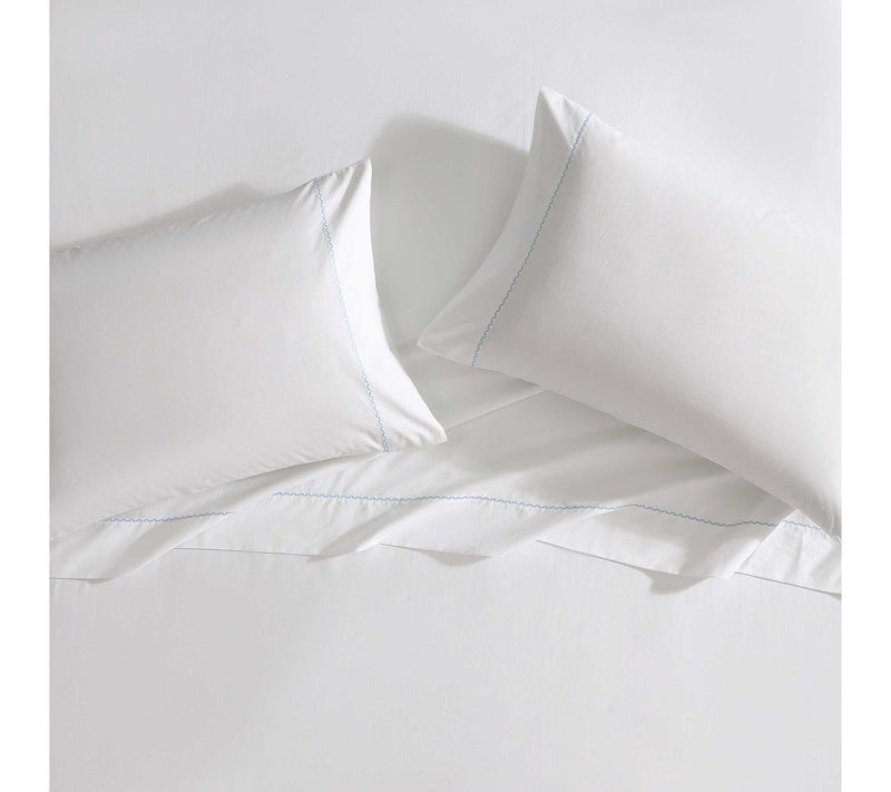 Laura Ashley Scallop Embroidered Blue Queen Sheet Set — View 3