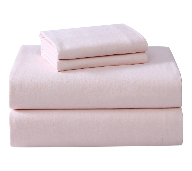 Laura Ashley Solid Pink Queen Flannel Sheet Set — Main view