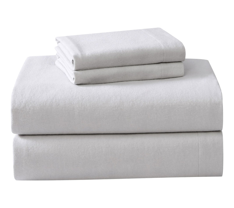 Laura Ashley Solid Grey Full Flannel Sheet Set — Main view