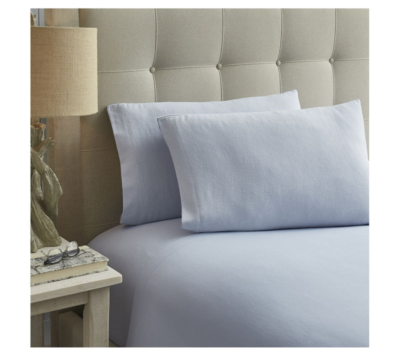 Laura Ashley Solid Blue Twin Flannel Sheet Set — View 2