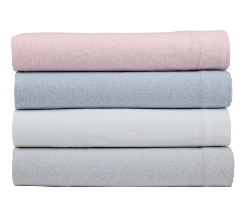 Laura Ashley Solid Blue Full Flannel Sheet Set — View 6