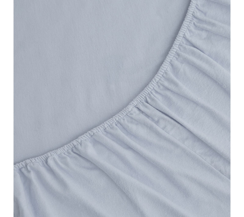 Laura Ashley Solid Blue Full Flannel Sheet Set — View 4