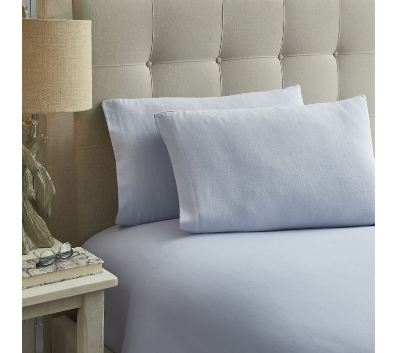 Laura Ashley Solid Blue Full Flannel Sheet Set — View 2