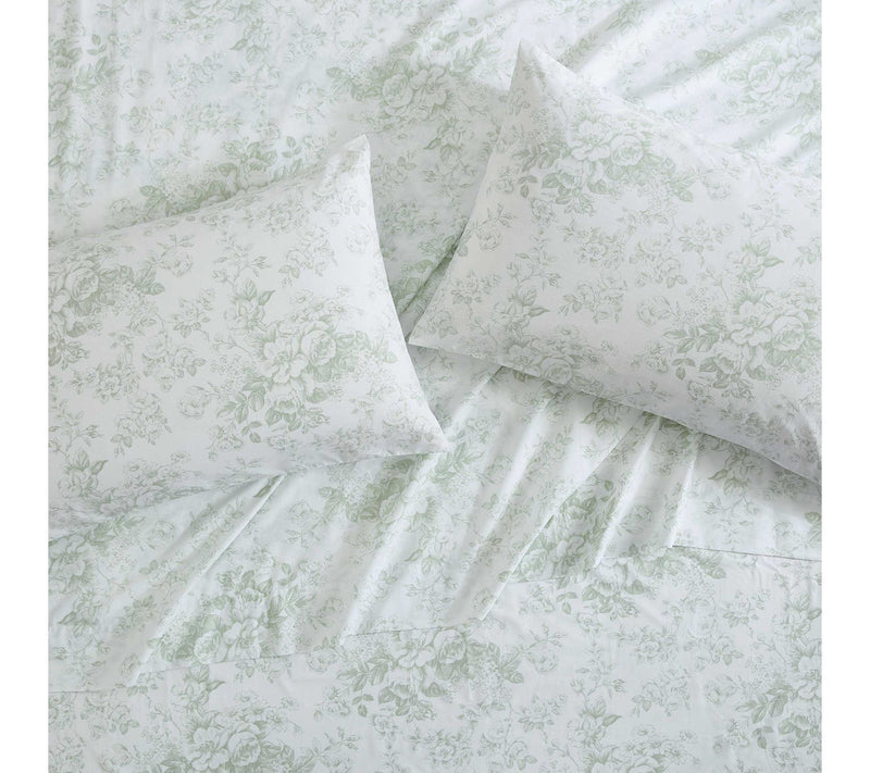 Laura Ashley Toile Delight Green King Sheet Set — View 3