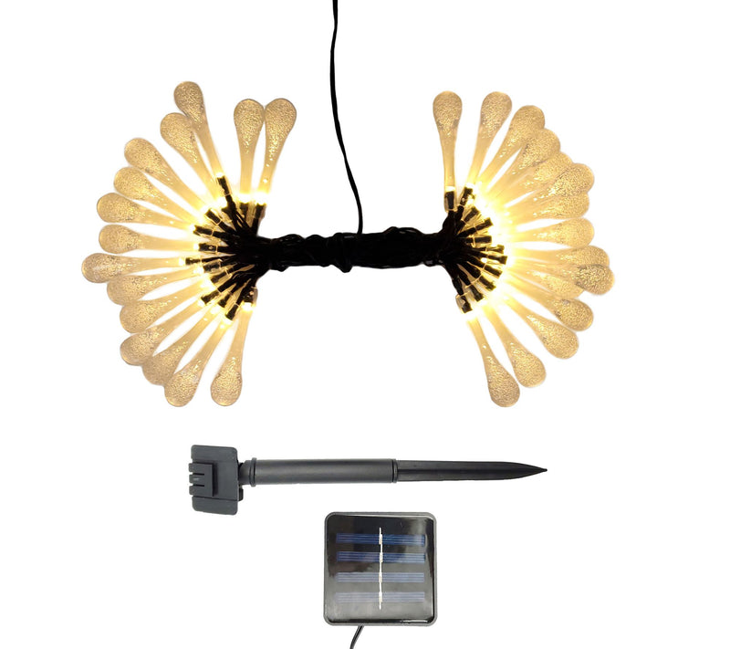 LumaBase Solar Crystal Water Drop String Lights- Soft White — Main view