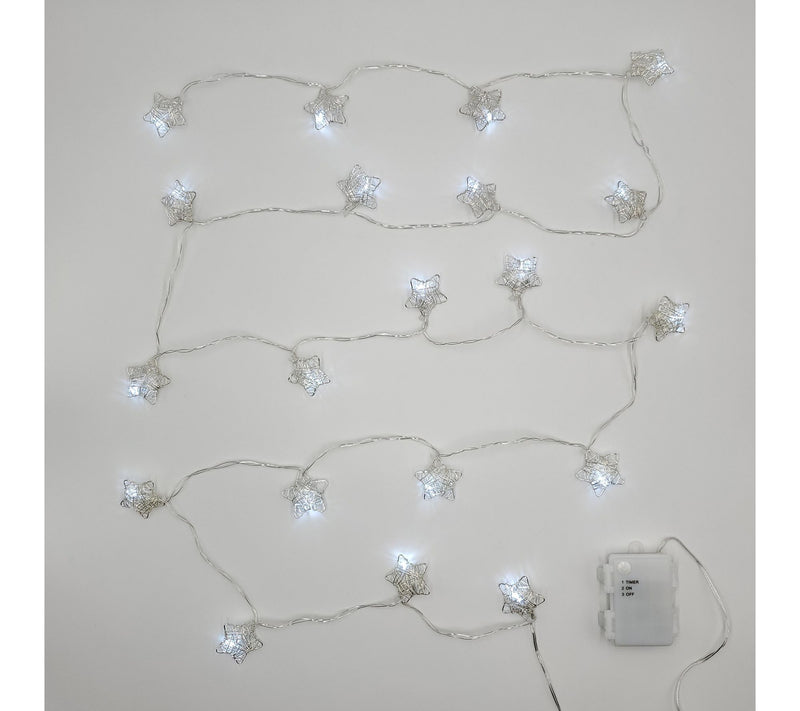 LumaBase Battery-Operated String Lights with 20Silver Stars — View 6