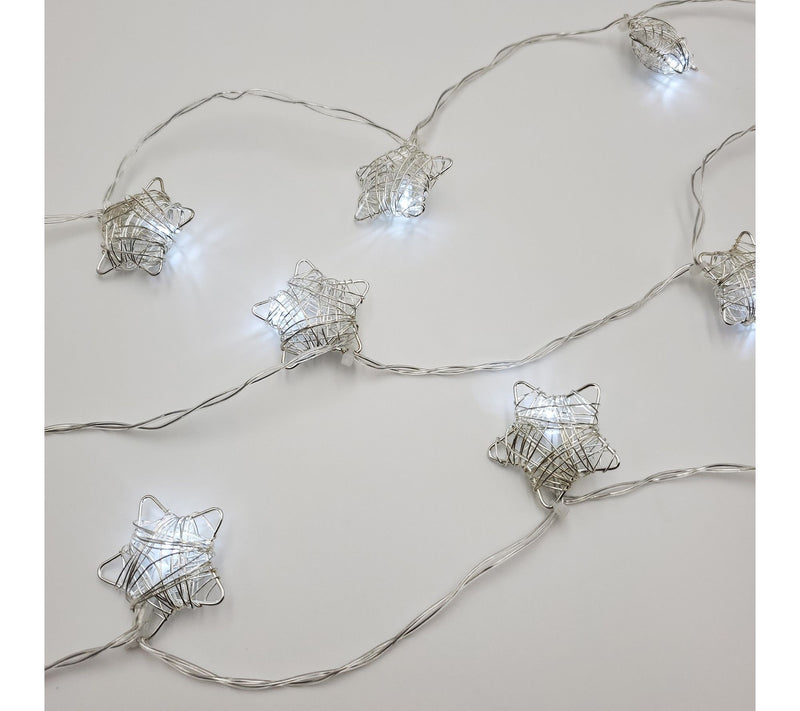 LumaBase Battery-Operated String Lights with 20Silver Stars — View 7