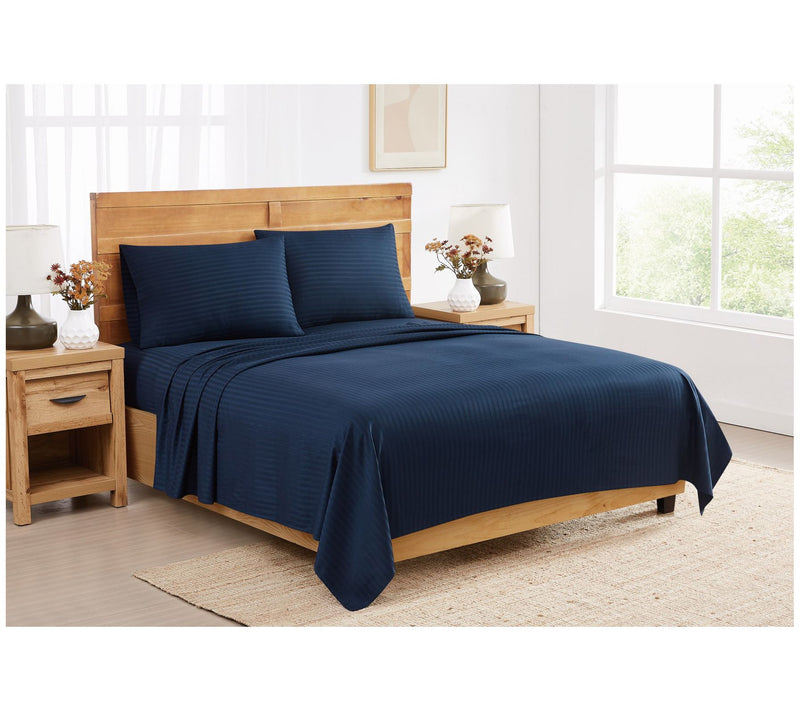 Royal Velvet Signature Dobby Stripe 4 Piece Queen Sheet Set — View 12