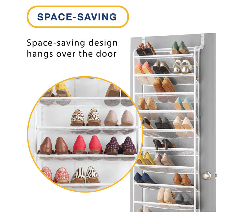 Whitmor 36-pair Over-the-Door Shoe Rack in White — View 3