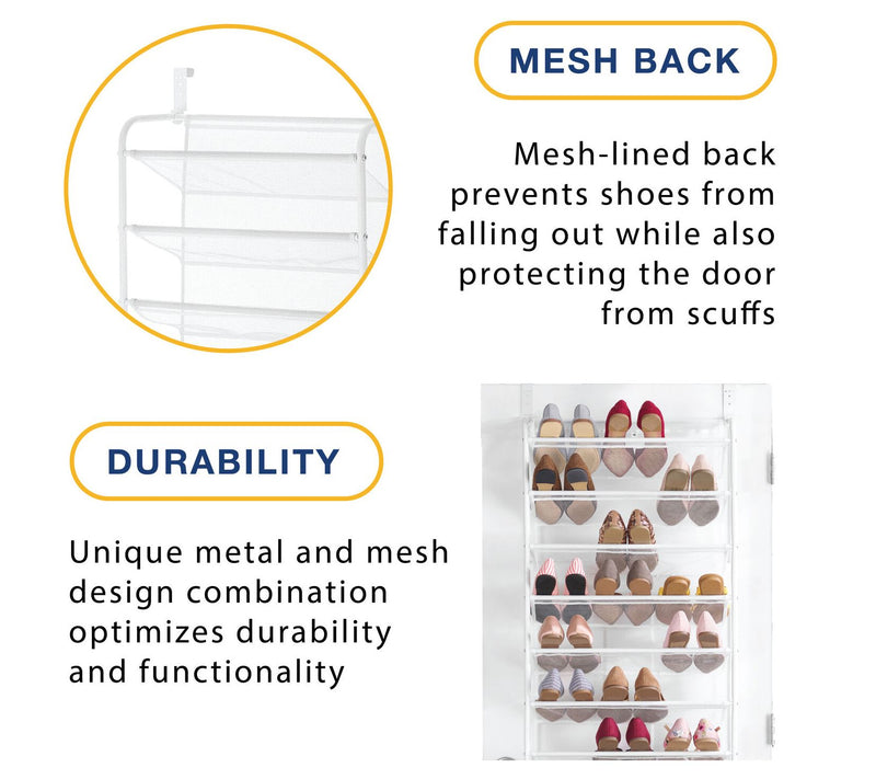 Whitmor 36-pair Over-the-Door Shoe Rack in White — View 5