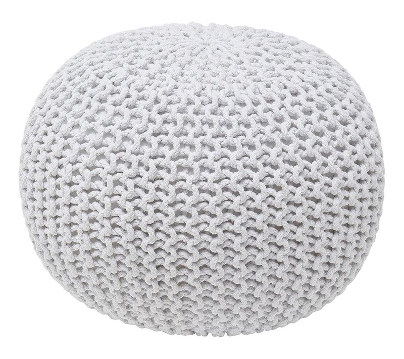 Ornavo Home Cotton Hand Knitted Cable Braid Pou f Ottoman — Main view
