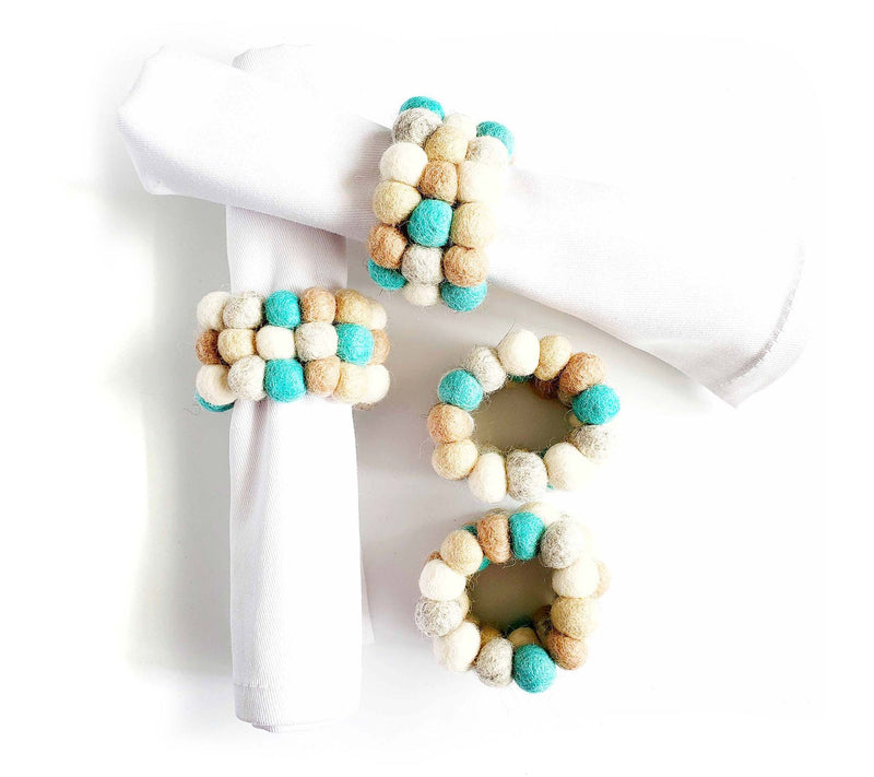Global Crafts Handcrafted Felt Trivet and Napkin Ring Set — View 2