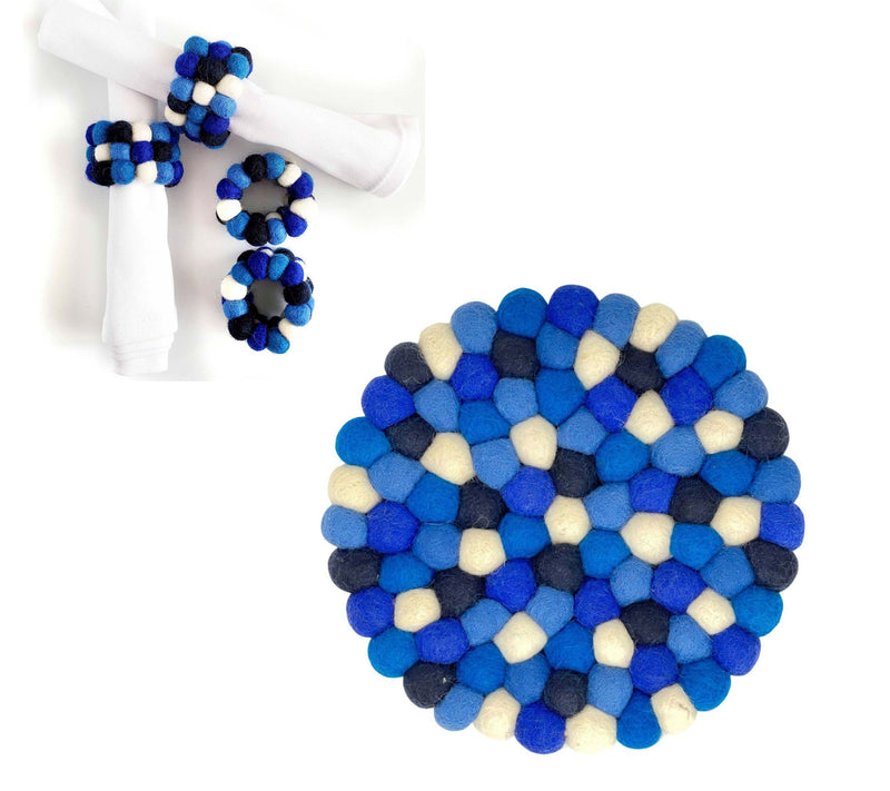 Global Crafts Handcrafted Felt Trivet and Napkin Ring Set — View 16